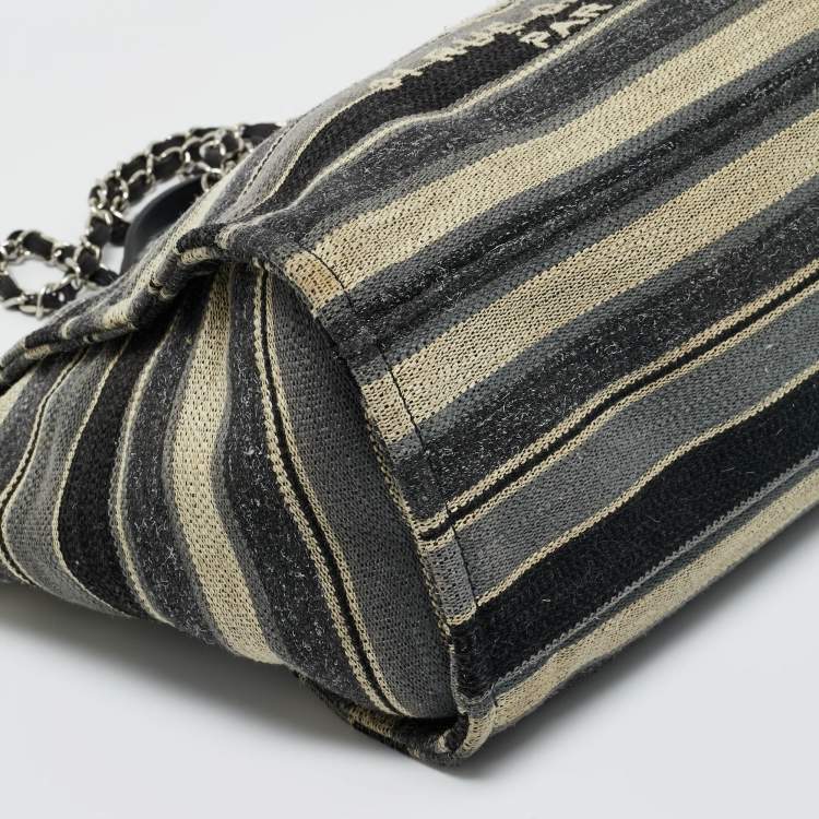 Pre Owned Chanel Multicolor Striped Fabric Large Deauville Shopper Tote