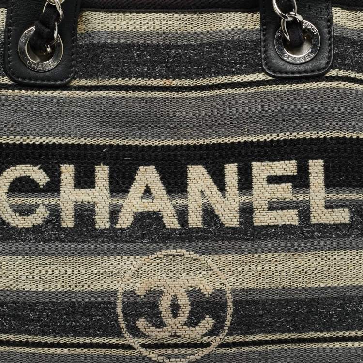 Pre Owned Chanel Multicolor Striped Fabric Large Deauville Shopper Tote