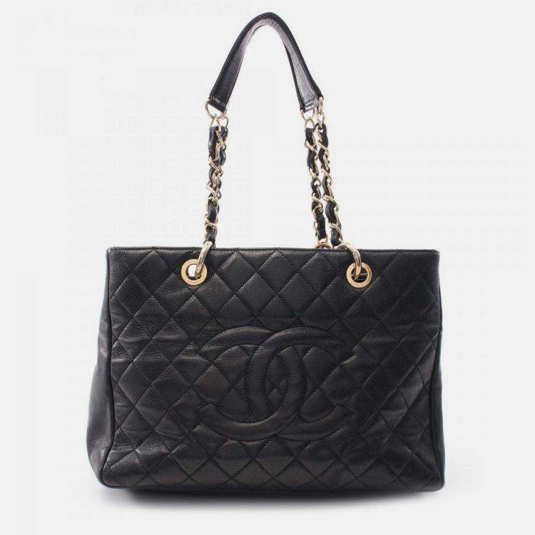 Pre Owned Chanel Black Caviar Grand Shopping Tote