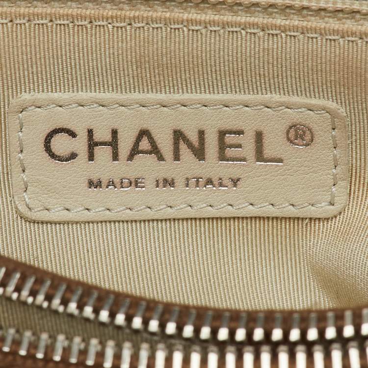 Pre Owned Chanel Metallic Bronze Quilted Caviar Leather Grand GST Shopping Tote