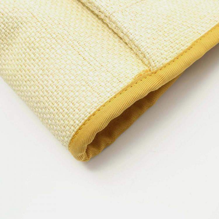 Pre Owned Chanel Deauville Ivory Yellow Leather Raffia Tote Bag