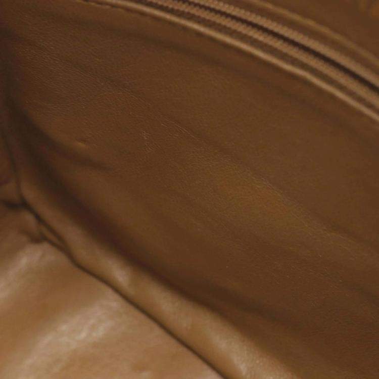 Pre Owned Chanel CC Khaki Fabric Shoulder Bag 