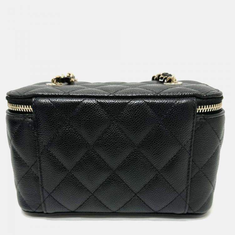 Pre Owned Chanel Vanity Mini Black Caviar Leather Shoulder Bag