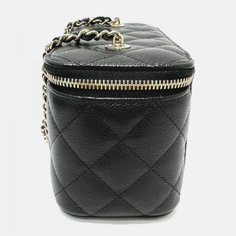 Pre Owned Chanel Vanity Mini Black Caviar Leather Shoulder Bag