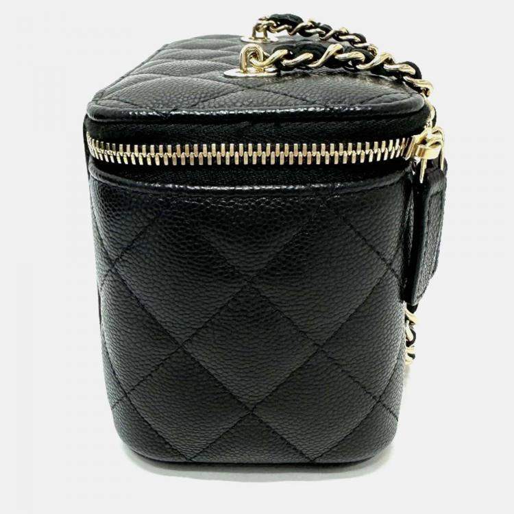 Pre Owned Chanel Vanity Mini Black Caviar Leather Shoulder Bag