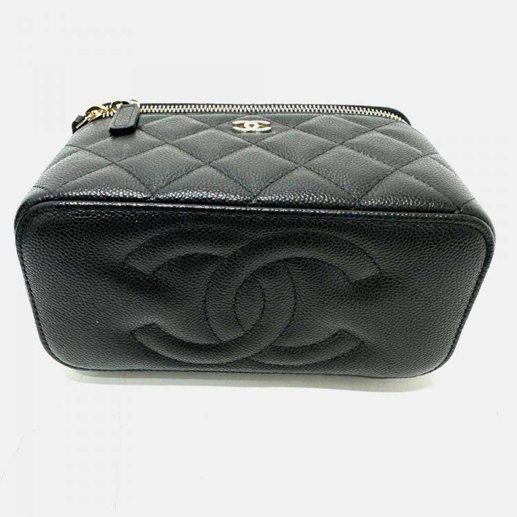 Pre Owned Chanel Vanity Mini Black Caviar Leather Shoulder Bag