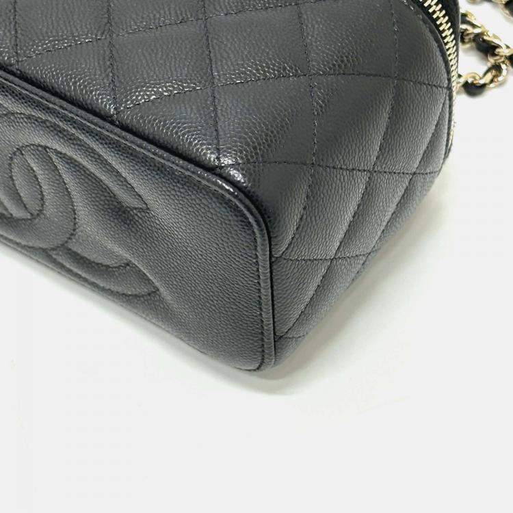 Pre Owned Chanel Vanity Mini Black Caviar Leather Shoulder Bag