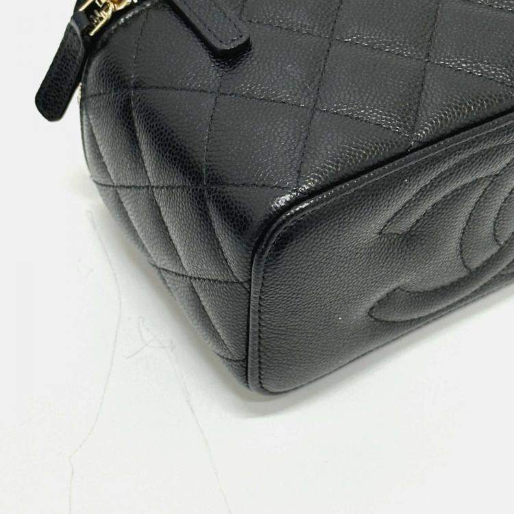 Pre Owned Chanel Vanity Mini Black Caviar Leather Shoulder Bag