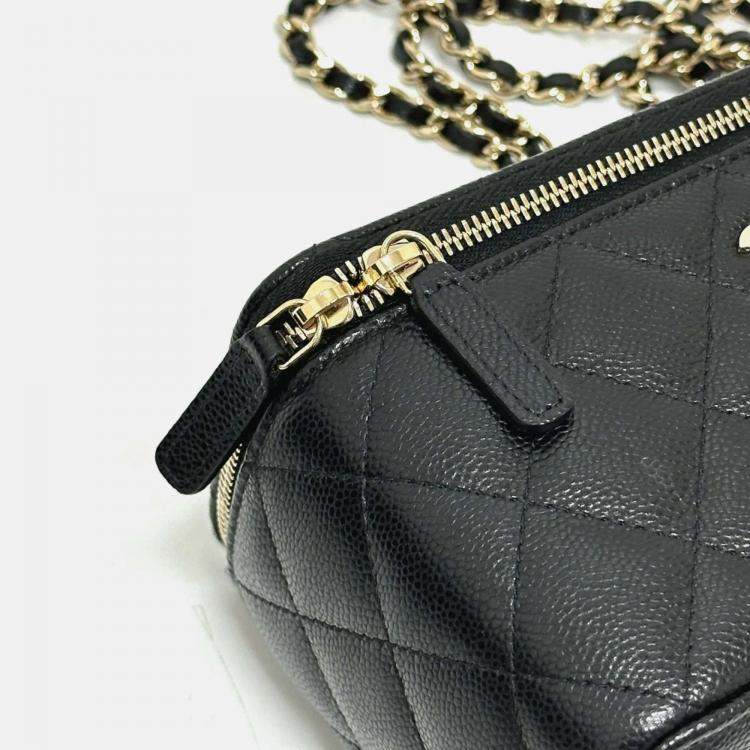 Pre Owned Chanel Vanity Mini Black Caviar Leather Shoulder Bag