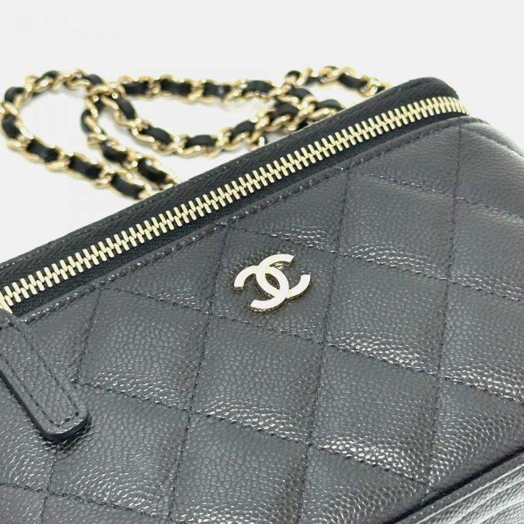 Pre Owned Chanel Vanity Mini Black Caviar Leather Shoulder Bag