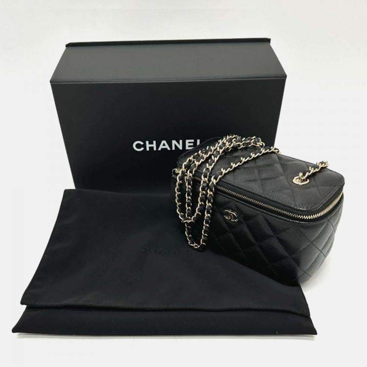 Pre Owned Chanel Vanity Mini Black Caviar Leather Shoulder Bag
