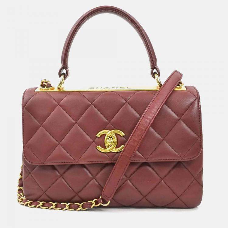 Pre Owned Chanel Trendy Burgundy Leather Shoulder Bag