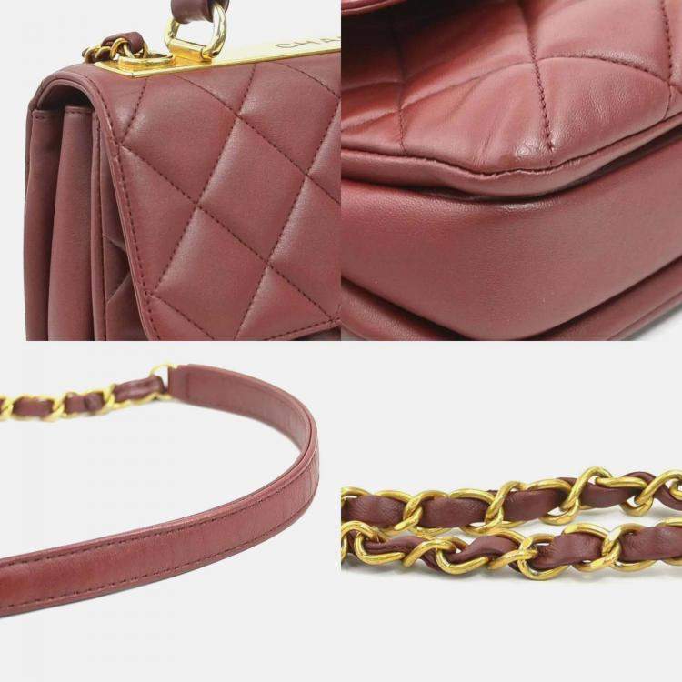 Pre Owned Chanel Trendy Burgundy Leather Shoulder Bag