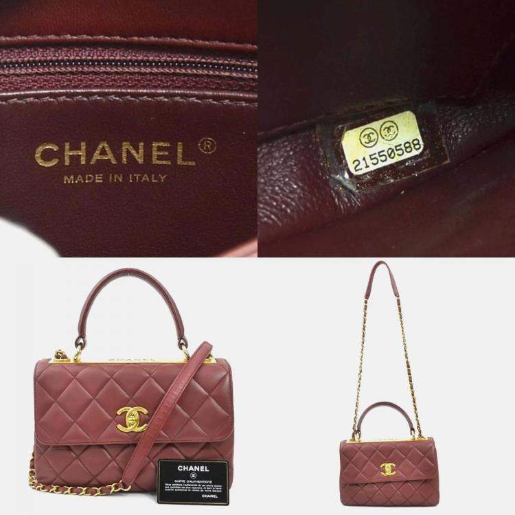 Pre Owned Chanel Trendy Burgundy Leather Shoulder Bag