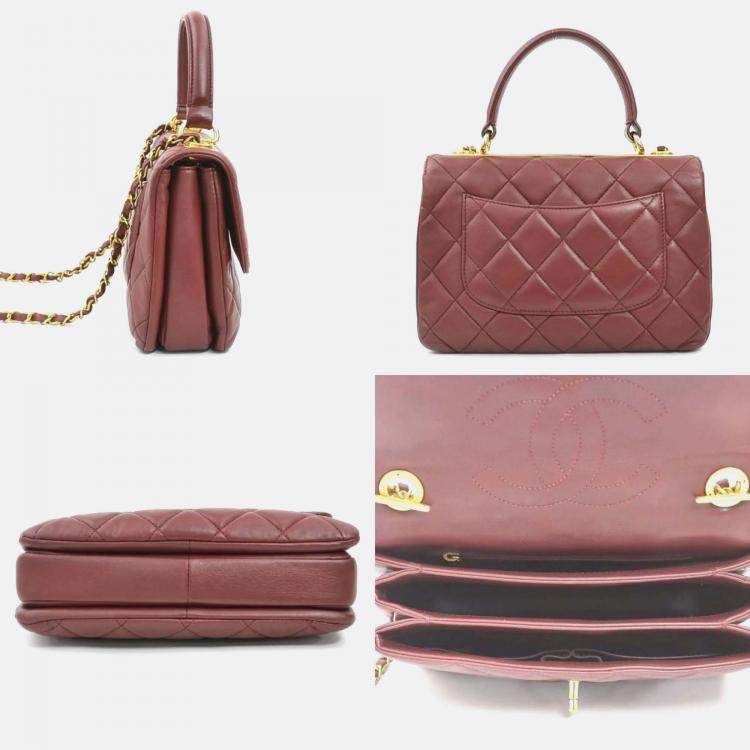 Pre Owned Chanel Trendy Burgundy Leather Shoulder Bag