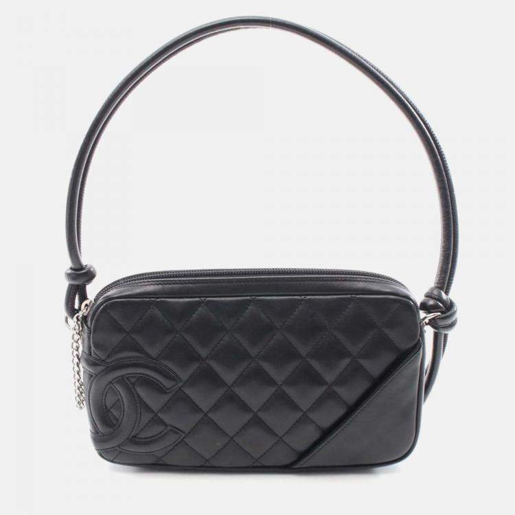 Pre Owned Chanel Cambon Ligne Black Lambskin Leather Shoulder Bag