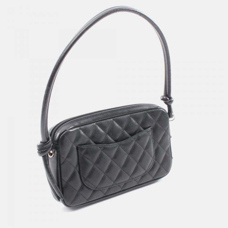 Pre Owned Chanel Cambon Ligne Black Lambskin Leather Shoulder Bag