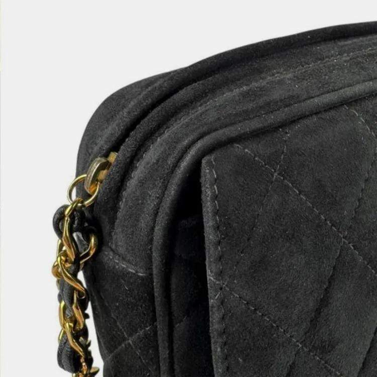Pre Owned Chanel CC Tassel Black Suede Shoulder Bag
