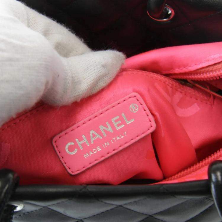 Pre Owned Chanel Medium Cambon Line Black Leather Tote Bag
