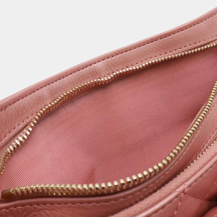 Pre Owned Chanel Matelasse Coco Mark Belt Bag Body Chain Shoulder Leather Pink