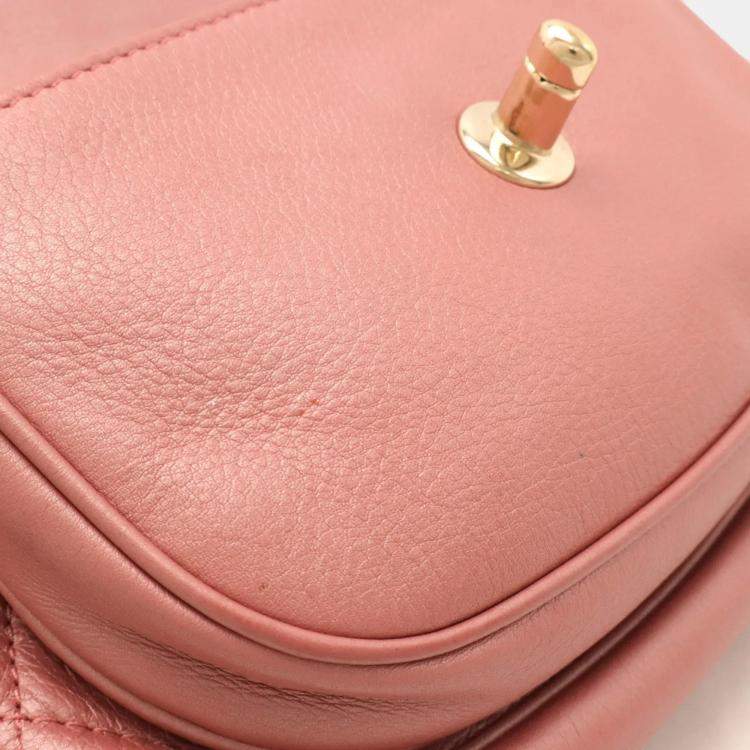 Pre Owned Chanel Matelasse Coco Mark Belt Bag Body Chain Shoulder Leather Pink