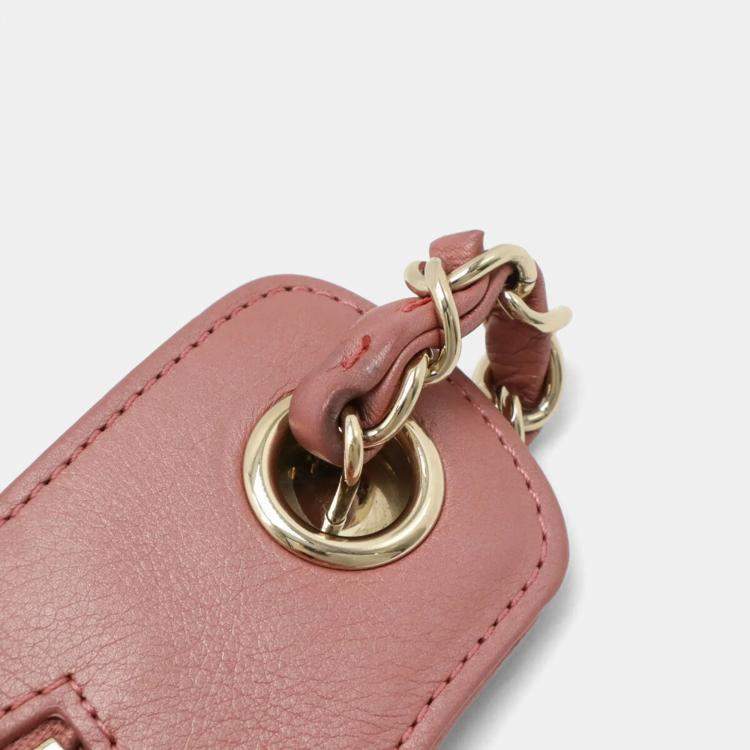Pre Owned Chanel Matelasse Coco Mark Belt Bag Body Chain Shoulder Leather Pink