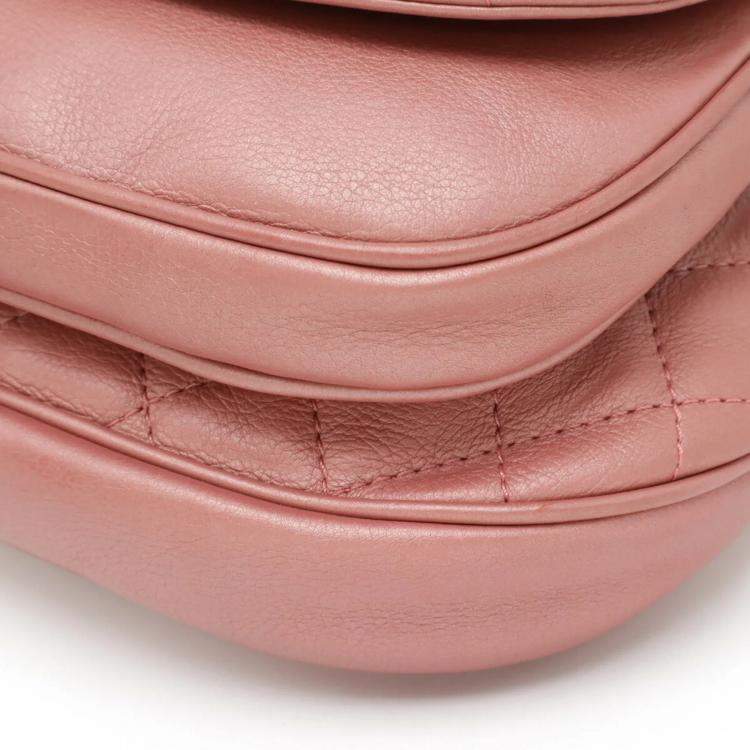 Pre Owned Chanel Matelasse Coco Mark Belt Bag Body Chain Shoulder Leather Pink