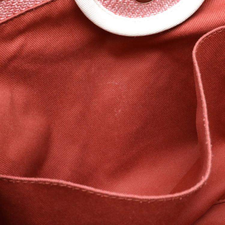 Pre Owned Chanel Deauville Tote Gm Bag Chain Shoulder Canvas Leather Pink White