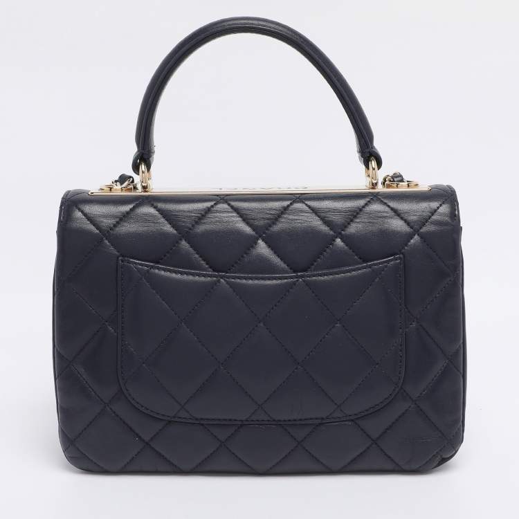 Pre Owned Chanel Blue Quilted Leather Small Trendy CC Flap Top Handle Bag