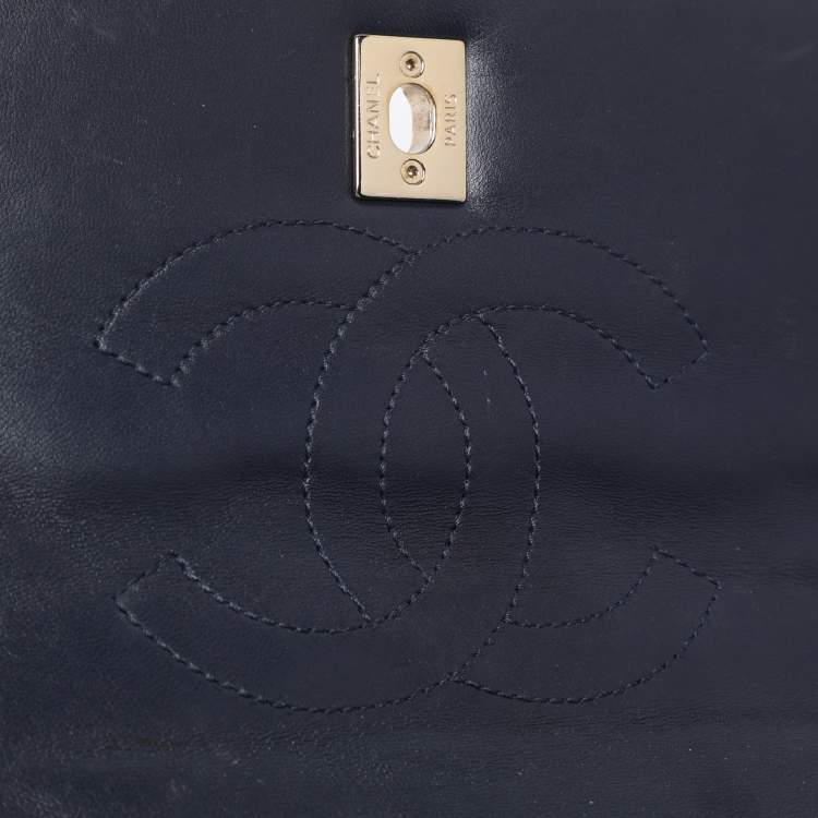 Pre Owned Chanel Blue Quilted Leather Small Trendy CC Flap Top Handle Bag