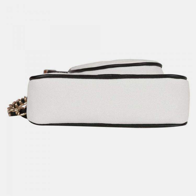 Pre Owned Chanel 23C Coco Master Racket White Canvas Leather Mini Bag