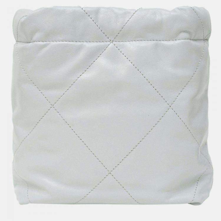 Pre Owned Chanel Mini 22C Light Grey Lambskin Crossbody Bag GHW