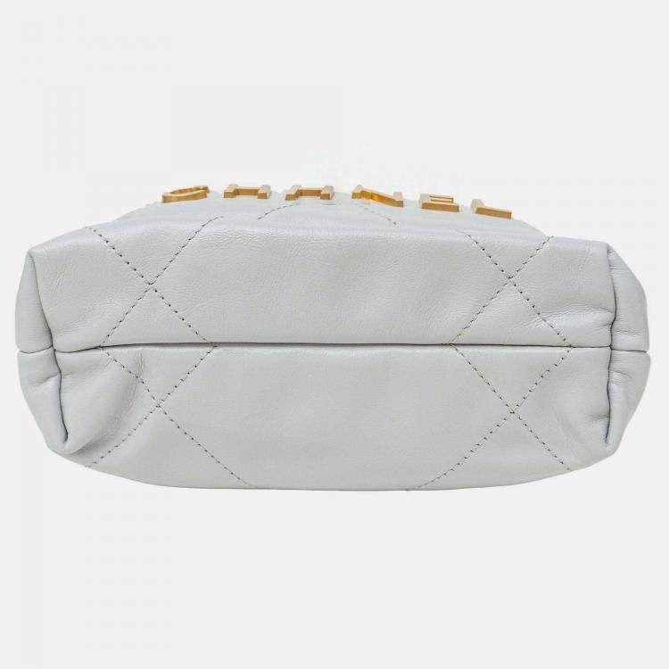 Pre Owned Chanel Mini 22C Light Grey Lambskin Crossbody Bag GHW