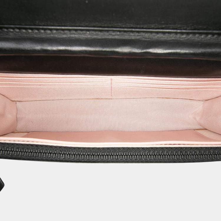Pre Owned Chanel Black Microquilted Lambskin Wallet On Chain