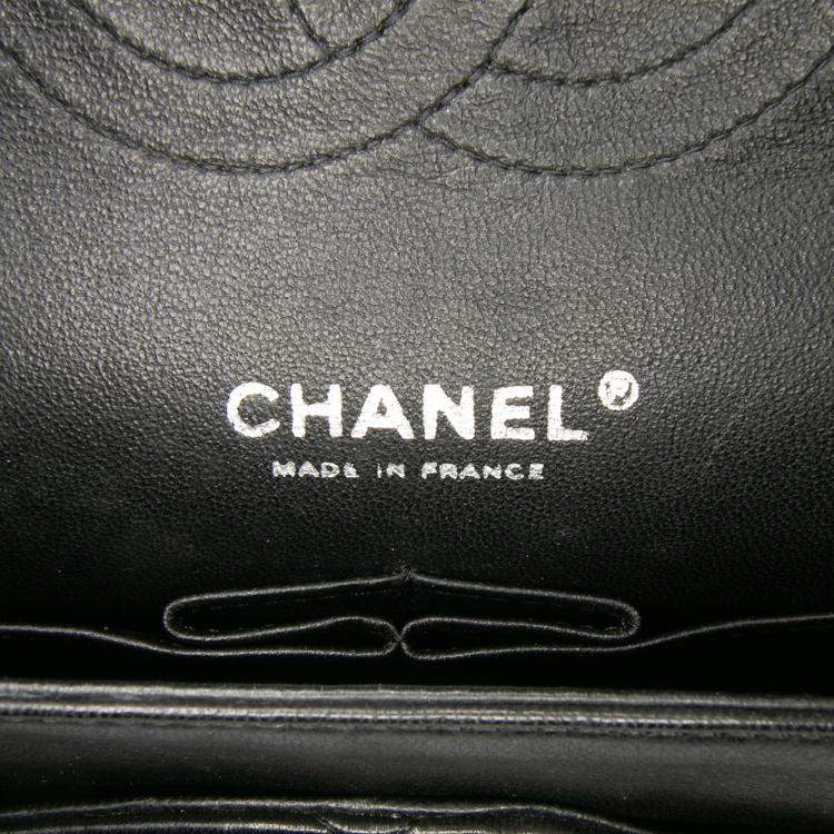 مملوكة مسبقًا Chanel Black Blue Medium Classic Bicolor Quilted Lambskin Double Flap