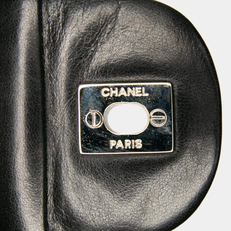 مملوكة مسبقًا Chanel Black Blue Medium Classic Bicolor Quilted Lambskin Double Flap