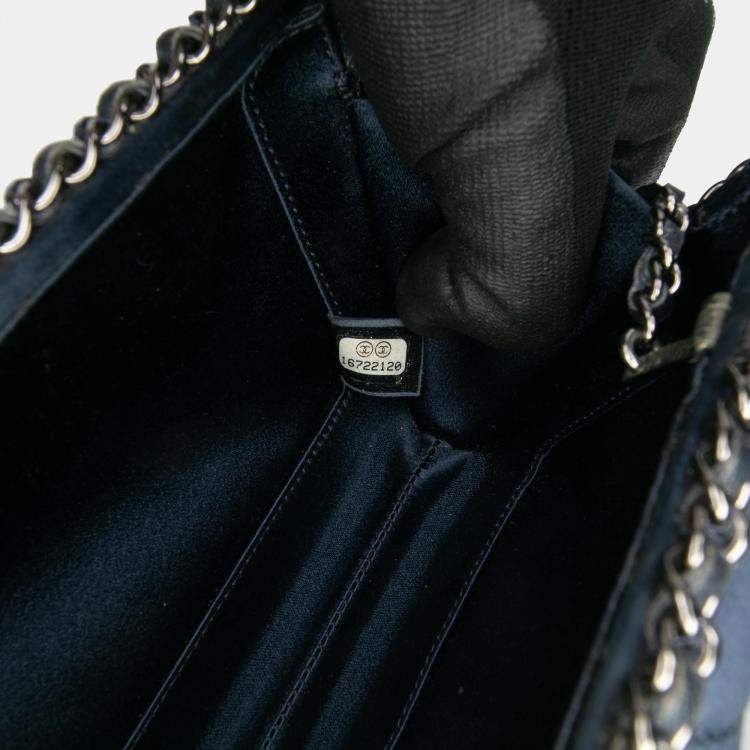Pre Owned Chanel Blue Quilted Satin Chain Around Clutch