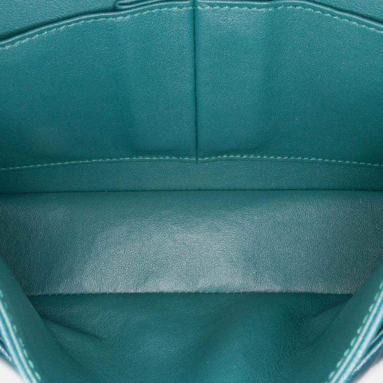 Pre Owned Chanel Classic Small Blue Tone Chevron Caviar Leather Double Flap Bag