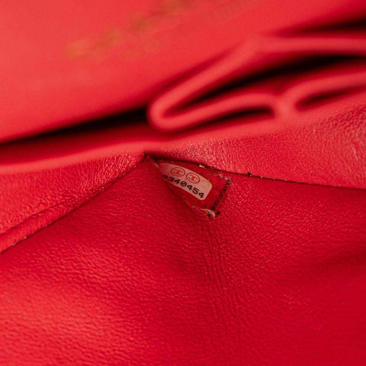 Pre Owned Chanel Classic Medium Red Caviar Leather Double Flap Bag