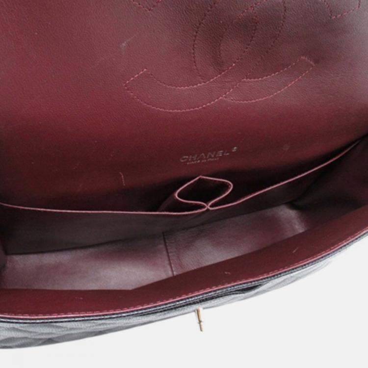 Pre Owned Chanel Classic Maxi Black Caviar Leather Double Flap Bag