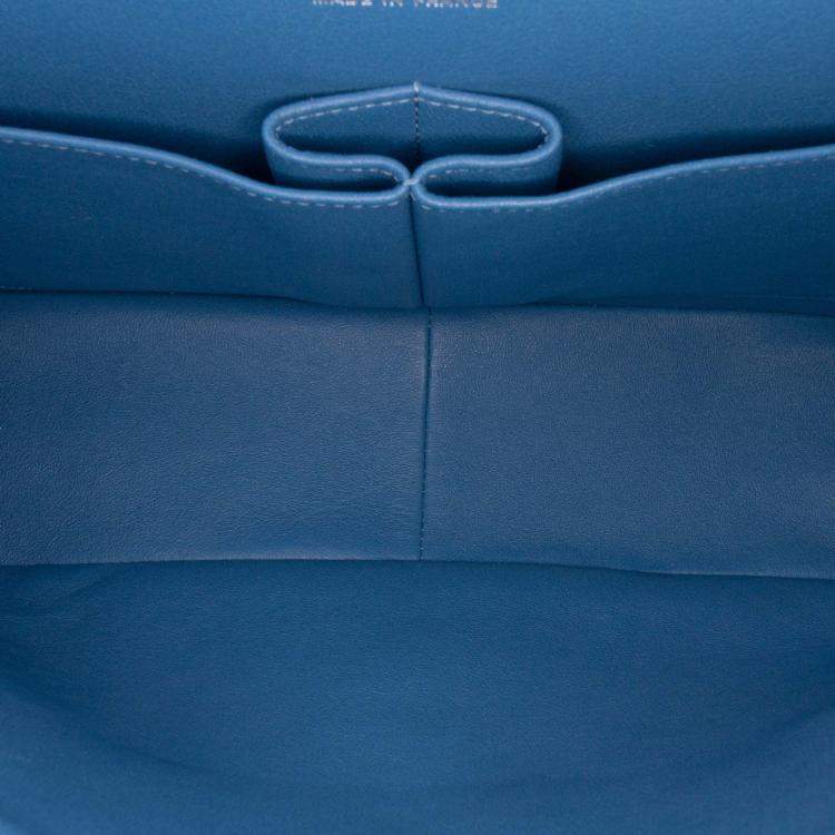 Pre Owned Chanel Classic Double Flap Jumbo Blue Caviar Shoulder Bag