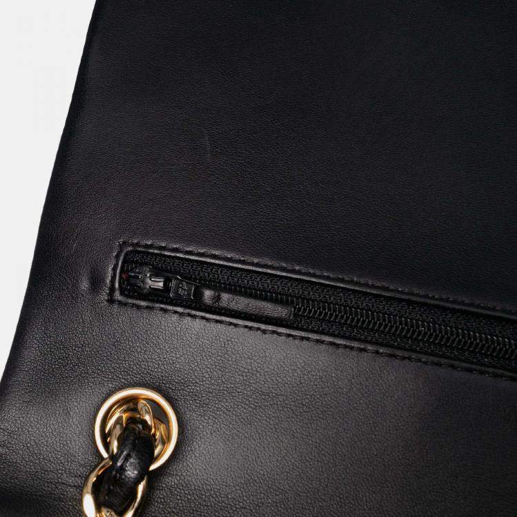 Pre Owned Chanel Classic Double Flap Jumbo Black Lambskin Shoulder Bag