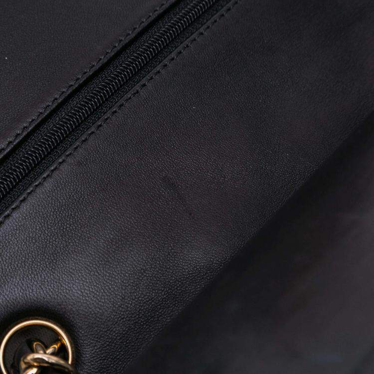 Pre Owned Chanel Classic Double Flap Jumbo Black Lambskin Shoulder Bag