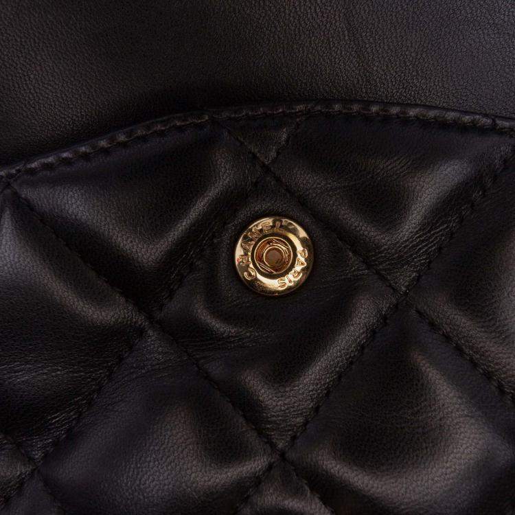 Pre Owned Chanel Classic Double Flap Jumbo Black Lambskin Shoulder Bag