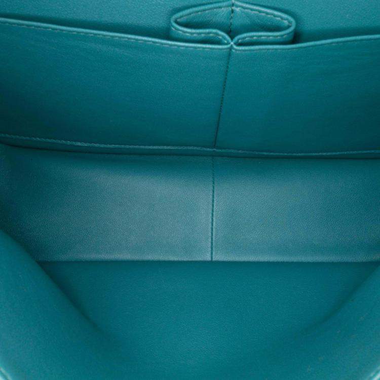 Pre Owned Chanel Classic Double Flap Jumbo Blue Lambskin Shoulder Bag