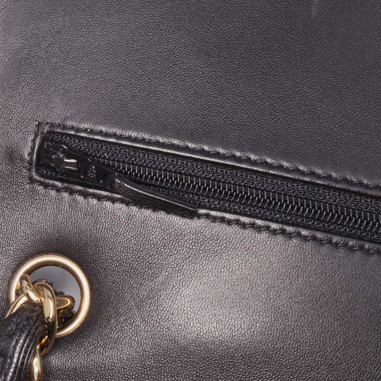 Pre Owned Chanel Classic Double Flap Jumbo Black Lambskin Shoulder Bag