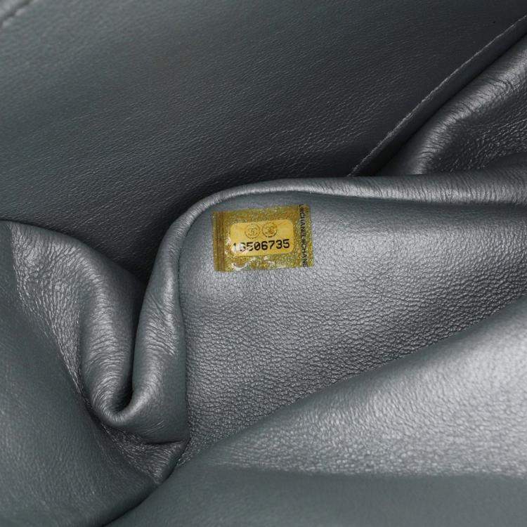 Pre Owned Chanel Classic Double Flap Jumbo Silver Lambskin Shoulder Bag