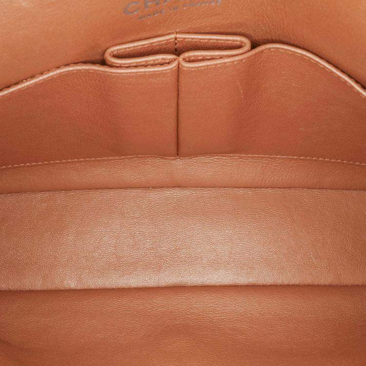 Pre Owned Chanel Classic Double Flap Medium Brown Metallic Caviar Shoulder Bag