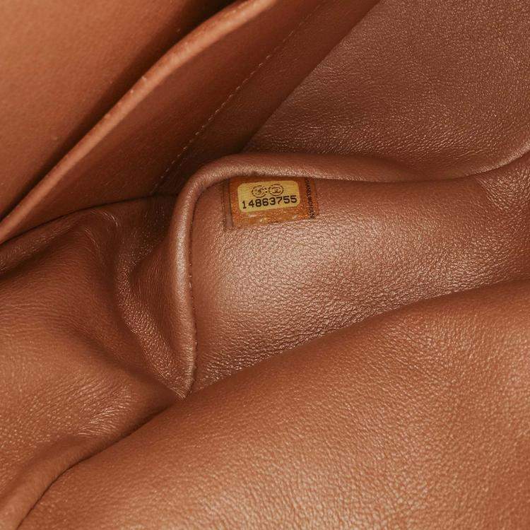 Pre Owned Chanel Classic Double Flap Medium Brown Metallic Caviar Shoulder Bag