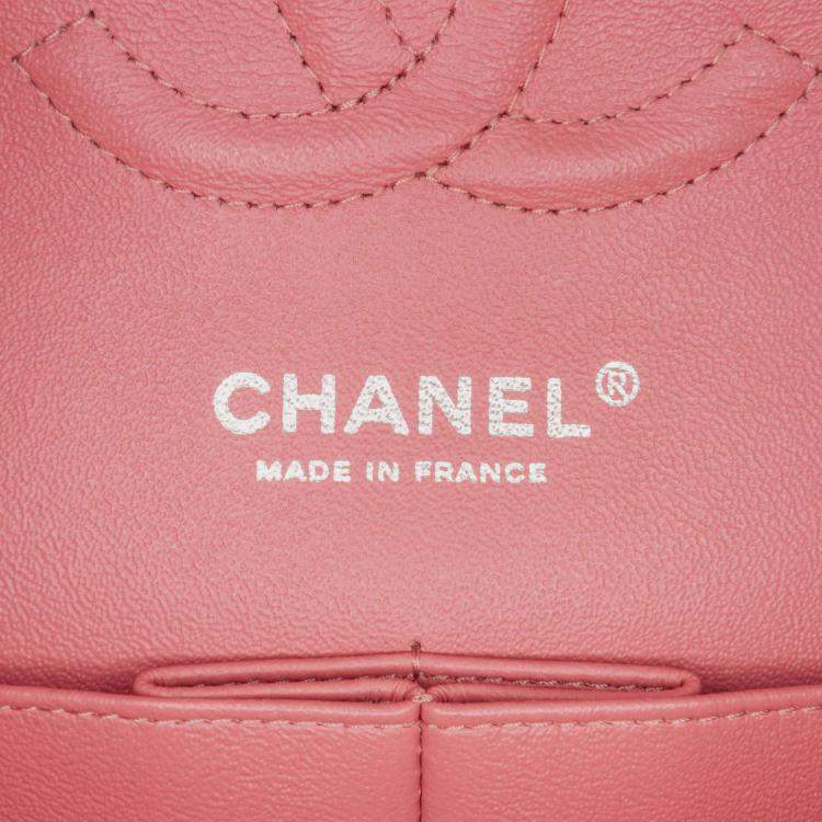 Pre Owned Chanel Classic Double Flap Medium Pink Lambskin Shoulder Bag